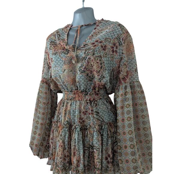 MISA Los Angeles Sz XS Floral Ruffle Flounce Mini Dress - Picture 4 of 9